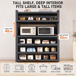 Fabricante Chino de Gabinetes de Almacenamiento <span class=keywords><strong>para</strong></span> Cocina con Puertas, Estantes de Acero, Organizador Antipolvo <span class=keywords><strong>para</strong></span> Microondas, Color Personalizado - Product Image 3