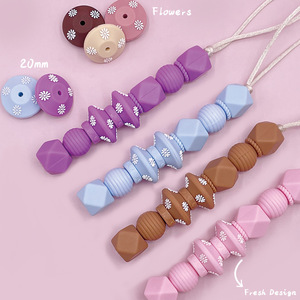 Perles en silicone en forme d'abacus de 24 mm, couleur macaron, en résine époxy, perles lâches pour la dentition des bébés - Product Image 5