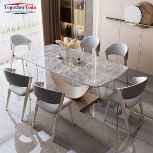 Table à manger moderne en marbre, design personnalisé, simple, durable et luxueuse, 6 places, pour repas de groupe, meubles de salle à manger - Product Image 4