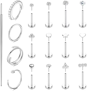 Venta al por mayor: Nuevo set de joyería corporal bohemia de acero inoxidable chapado en oro de 18 quilates para <span class=keywords><strong>piercing</strong></span> de labio, anillos de <span class=keywords><strong>nariz</strong></span> y pendientes de botón Aiqibao - Product Image 4