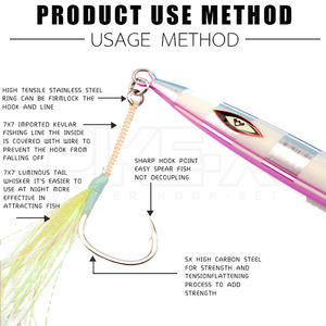 Mag PXSW01-GT Jigging Haak Glow Feather Uv Assist Haak 1/0 2/0 3/0 4/0 5/0 Zout Water Hard Sterke Enkele Jigging Lokhaken - Product Image 3