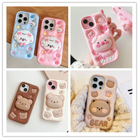 Coque de téléphone en silicone électroplaqué mignonne motif dessin animé cochon, mouton, ours pour 15/16/17 Pro Max, antichoc et étanche