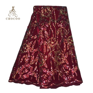 Quần Áo Cưới Sequins Pháp Tulle Thêu Châu Phi Váy Vải Ren - Product Image 3