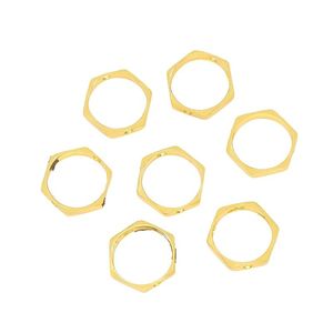 Hexagonal Copper <b>Ring</b> 18K Gold Plated Spacer Bead DIY Jewelry Finding Accessory - Product Image 4