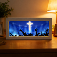 Cadre photo en bois personnalisé, lumière de nuit LED chrétienne Jésus avec diodes électroluminescentes, lampe d'art décorative personnalisée, impression UV