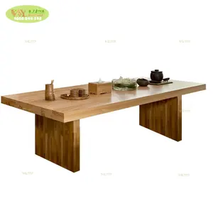 Klassieke 6 Zits Effen Wit Eiken Houten Eettafel Set / Home En Restaurant Gebruik Wit Eiken Hout Diner Tafel met Bankjes