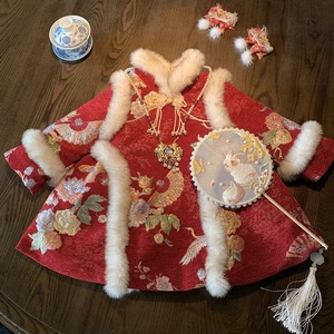 Tongxingyuan Girls Chinese Style Cheongsam Dress Thickening Flowers New Year Outfit First Birthday Princess Hanfu Costume - Product Image 3