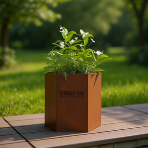 Fioriera da Giardino in Acciaio Marrone Ruggine, Quadrata Media, Stile Rustico, per Fiori, Uso Esterno, Set da 2 - Product Image 2