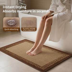 Tapis de bain géométrique Jinheyu, rectangulaire, en polyester, absorbant, antidérapant, design minimaliste - Product Image 1