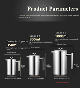 โลโก้สั่งทำ 350 มล. 800 มล. 1000 มล. 1500 มล. 8/18  กระบอก<span class=keywords><strong>กาแฟ</strong></span>เฟรนช์เพรสสแตนเลส 304  ผนังสองชั้น  กระติก<span class=keywords><strong>กาแฟ</strong></span>เก็บความร้อน - Product Image 2