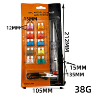 Kit de test de fusibles automobiles, assortiment de fusibles à lame avec stylo testeur de circuit pour la réparation du système électrique automobile, 10 pièces