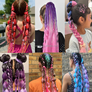 Capelli Intrecciati Luccicanti con Tinsel, Extension <span class=keywords><strong>per</strong></span> Capelli all'Uncinetto <span class=keywords><strong>per</strong></span> Ragazze, Splendenti <span class=keywords><strong>per</strong></span> Donne, Stile Hippie, Sintetici, 24 Pollici, 100g, Treccia Jumbo - Product Image 4