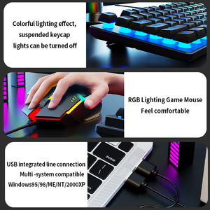 Ergonomic RGB đèn nền kích thước đầy đủ màng bàn phím và chuột thiết kế thoải mái giao diện USB Điều kiện Mới bán buôn - Product Image 4