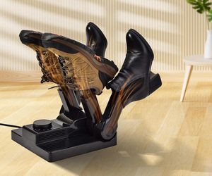 Séchoir à chaussures et bottes électronique intelligent portable, pliable et rétractable, avec fonction de désinfection, désodorisation, minuterie automatique et lumière violette constante - Product Image 2