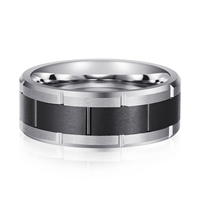 Bague en acier tungstène classique pour homme, bijoux de luxe, avec boîte, logo personnalisé, vente directe d'usine