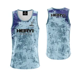 sublimation custom fitted men's running track club singlets unisex national team singlets for wholesales racer sports singlets