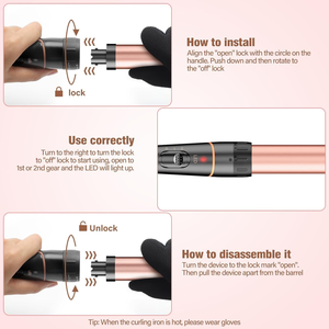 ชุดเครื่องม้วนผมไฟฟ้า 5 in 1 แบบ 3 แกน มีที่หนีบผม 4 แบบเปลี่ยนได้ พร้อมแผ่นเซรามิกให้ความร้อนทันที สำหรับใช้ในบ้าน - Product Image 2