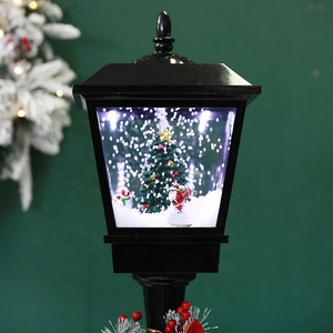 Farola Navideña con Nieve, Luces LED, Música, Santa Claus, Muñeco <span class=keywords><strong>de</strong></span> Nieve, Decoración Navideña - Product Image 4