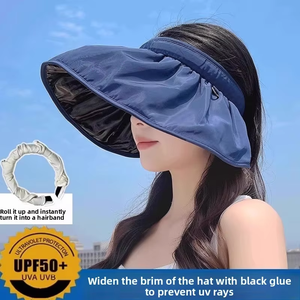 Visière de soleil pliable en polyester respirant de haute qualité, anti-UV, avec logo personnalisé pour le sport et le cyclisme en été - Product Image 2
