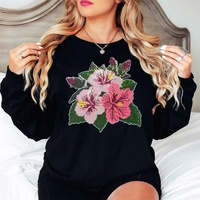 En stock : Patch brodé de fleurs Hibiscus à sequins pour T-shirts, sacs et textiles