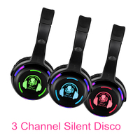 Headset Nirkabel UHF Silent Disco RF988 HIFI dengan Efek Suara Dinamis LED, Daya Tahan Baterai 8 Jam untuk Pesta