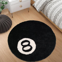 Tapis rond vintage en tissu tufté noir pour billard, coussin de chaise doux, tapis antidérapant pour chambre d'enfant