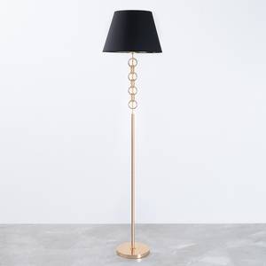 <strong>Living</strong> <strong>Room</strong> Nordic Modern Corner Standing <strong>Lamp</strong> Gold Metal <strong>Tall</strong> Floor <strong>Lamp</strong> with Black Cotton Shade - Product Image 2