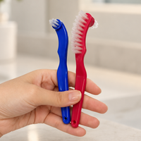 Brosse à dents à double tête antidérapante à poils durs pour le nettoyage des prothèses dentaires, conception personnalisée pour la vente en gros de brosses à dents invisibles