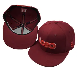 Boné de beisebol com logotipo 3D bordado personalizado vermelho personalizado Snapback com OSFM