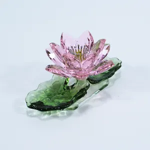 Vente en gros Figurine Rose en cristal Lotus en cristal Cadeaux fantaisie Anniversaire de Thanksgiving Fleur de Lotus en cristal Cadeaux d'artisanat