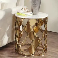 Table d'appoint moderne dorée Table d'appoint ronde noire en acier inoxydable pour canapé, verre et métal, pour meubles de salon, maison et hôtel