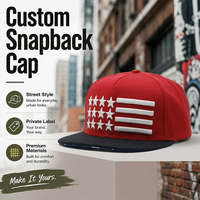 Casquette de baseball structurée à 5 panneaux brodée en 3D personnalisée, mélange de laine bicolore, visière plate, fermeture snapback, motif drapeau, unisexe