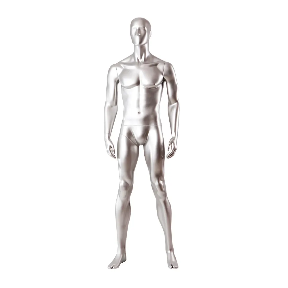 Maniquíes deportivos de cuerpo completo para hombre, maniquíes masculinos HD chapados en cromo, FRP, modelo muscular, venta directa de fábrica