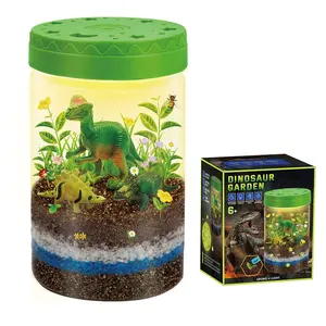 Samtoy Indoor Educational Light up Dinosaur DIY STEM Science Garden Toy Grow Plant Terrarium Kit for Kids Gift