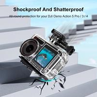 Pour DJI Osmo Action 5 Pro/3/4 Sport caméra PULUZ 60m boîtier étanche boîtier de plongée avec chaussure froide, boucle support de base, vis
