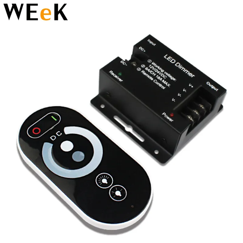 Touch LED Single Color Dimmer Controller RF Wireless 18A 216W DC 12V 24V LED Remote DimmerためLED Stripライト