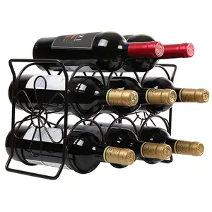 ブラックメタルワイヤー6ボトルカウンタートップ自立型ワイン収納ラック