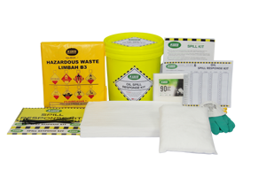 Kit anti-déversement d'hydrocarbures SABER pratique de 10 litres avec seau, kit de réponse aux déversements d'hydrocarbures haute visibilité pour l'entretien régulier - Product Image 3