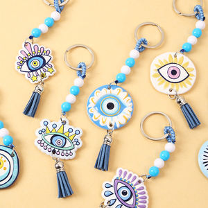Porte-clés œil de diable créatif en gros, design pompon perle œil bleu, breloque double usage pour clés et sacs - Product Image 5