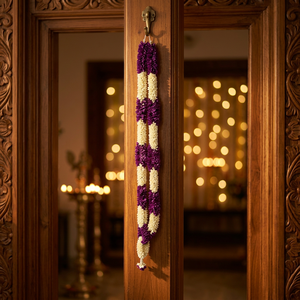 พวงดอกไม้ประดิษฐ์สีม่วงเข้มและสีขาว รุ่น AFF-Garland-12.5 สำหรับตกแต่งภายในอาคาร - Product Image 2
