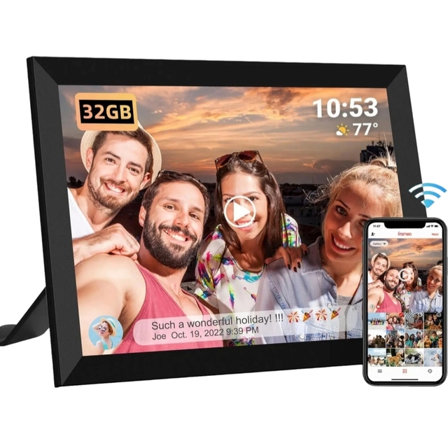Frameo 10.1 Inch Smart WiFi Digital Photo Album Manage Frame with Touch Screen Upload Photos & Videos Via Free App