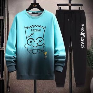 Conjunto Nuevo de Primavera y Otoño a la Moda <span class=keywords><strong>con</strong></span> Sudadera Tipo Pullover Casual y Holgada para Hombre <span class=keywords><strong>Camiseta</strong></span> de Manga Larga Ropa Deportiva <span class=keywords><strong>Traje</strong></span> de Dos Piezas - Product Image 5
