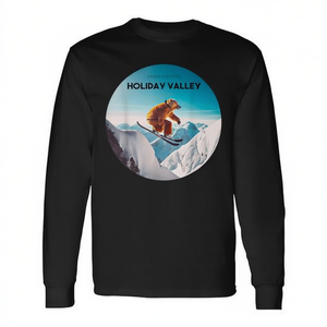 Holiday Valley Skiing T-shirt à manches longues avec motif d'ours de snowboard des États-Unis - Product Image 2