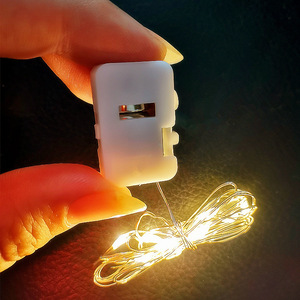 Guirlande lumineuse LED Xijiale en fil de cuivre, 2 mètres, petite boîte carrée avec électronique intégrée, décoration pour mariage et chambre à coucher - Product Image 1