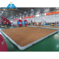 Grande plate-forme gonflable flottante pour bateau, en teck, de 4x6x8 m