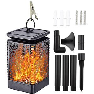 Lanterne solaire led imperméable en forme de flamme, lampe suspendue, avec flamme vacillante, pour le matin à l'aurore, allumage/extinction automatique, collection - Product Image 1