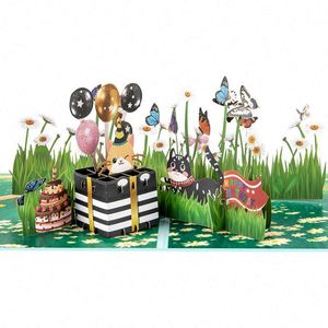Carte de vœux artisanale en papier 3D, papillon, chat, cartes pop-up pour maman, fille, enfants, anniversaire - Product Image 2