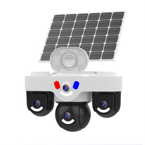 Solar Panel Rechargeable Two Way Audio Triple Lens <b>Outdoor</b> <b>Wireless</b> <b>Camera</b> With Red Blue Flash Light V380 Pro Real-Time Remote V - Product Image 5