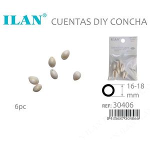 Perline di conchiglia Ilan 16-18 mm bianche naturali per fai da te, 6 pezzi - Product Image 3