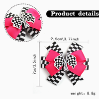 Nouvelles barrettes à cheveux en résine de 3,7 pouces avec nœud en gros-grain et drapeau à carreaux de course F1, accessoires pour cheveux sur le thème du sport automobile pour filles, en boîte